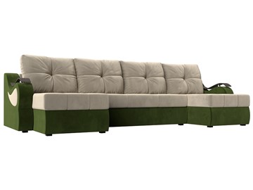 П-образный диван Меркурий П, Бежевый/зеленый (вельвет) во Владикавказе