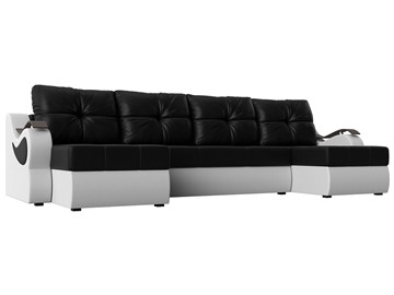 П-образный диван Меркурий П, Черный/белый (экокожа) во Владикавказе