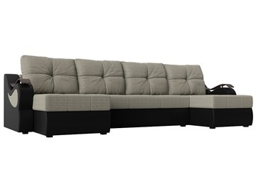 П-образный диван Меркурий П, Корфу 02 (рогожка)/черный (экокожа) во Владикавказе