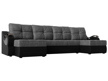 П-образный диван Меркурий П, Серый/черный (рогожка/экокожа) во Владикавказе