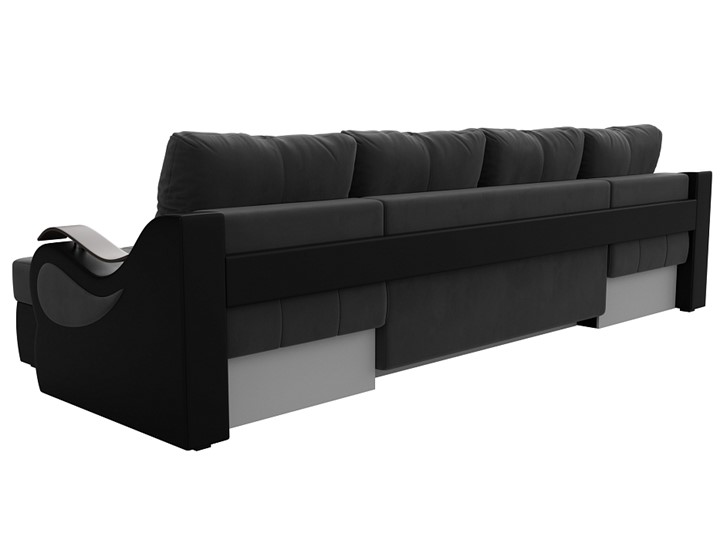 П-образный диван Меркурий П, Серый\Черный (Велюр\Экокожа) во Владикавказе - изображение 7