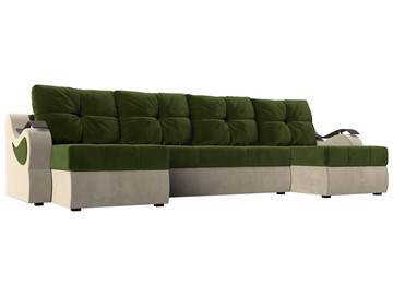 П-образный диван Меркурий П, Зеленый/бежевый (вельвет) во Владикавказе