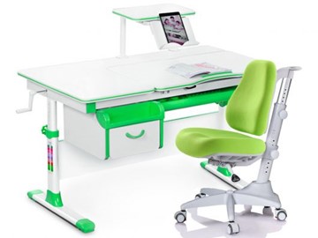 Комплект растущая парта + стул Mealux EVO Evo-40 Z (арт. Evo-40 Z + Y-528 KZ) / (стол+полка+кресло+чехол)/ белая столешница / цвет пластика зеленый во Владикавказе