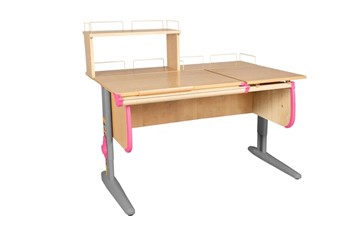 Детский стол-трансформер 1/75-40 (СУТ.25) + Polka_z 1/600 + Polka_zz 1/600 бежевый/серый/розовый во Владикавказе