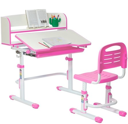 Детский стол-трансформер SET HOLTO-26 с надстройкой (розовый) во Владикавказе - изображение