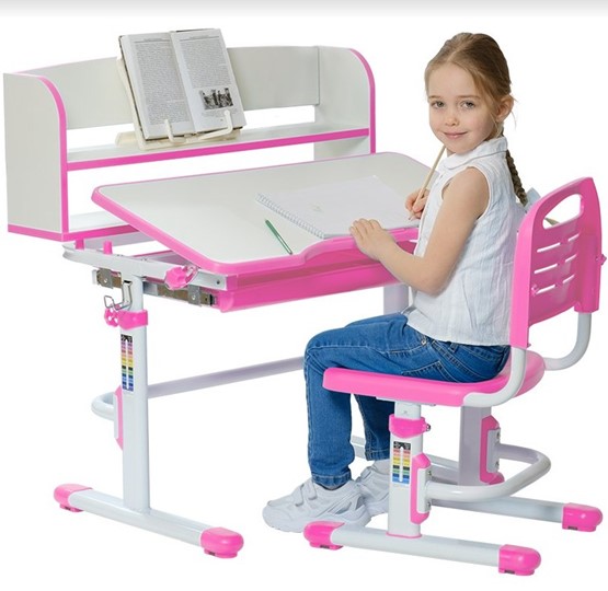 Детский стол-трансформер SET HOLTO-26 с надстройкой (розовый) во Владикавказе - изображение 2