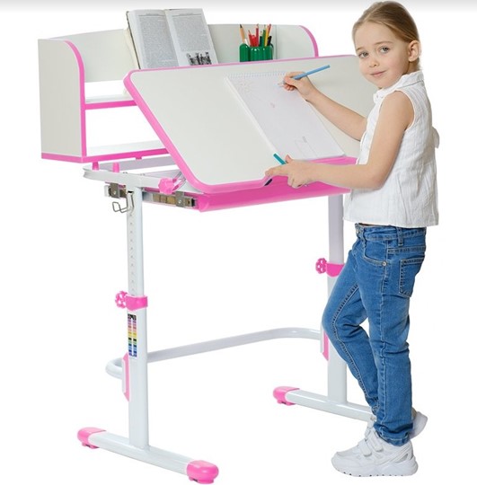 Детский стол-трансформер SET HOLTO-26 с надстройкой (розовый) во Владикавказе - изображение 3
