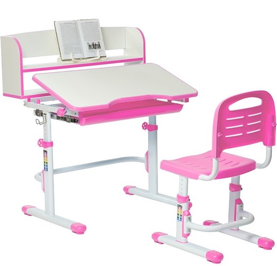 Детский стол-трансформер SET HOLTO-26 с надстройкой (розовый) во Владикавказе - изображение 4