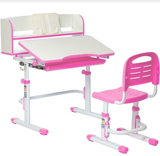 Детский стол-трансформер SET HOLTO-26 с надстройкой (розовый) во Владикавказе - изображение 5