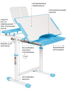 Растущие парта + стул SET HOLTO-17А, голубой во Владикавказе - предосмотр 5