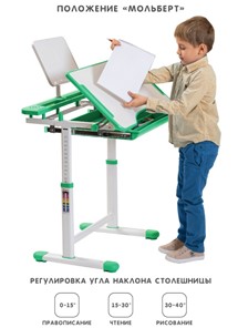 Растущая парта и растущий стул SET HOLTO-17А, зеленый во Владикавказе - предосмотр 2
