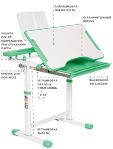 Растущая парта и растущий стул SET HOLTO-17А, зеленый во Владикавказе - предосмотр 5