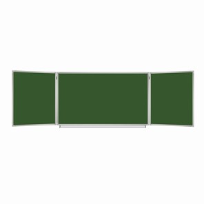 Доска  для мела 3-х элементная 100х150/300 см, 5 рабочих поверхностей, зеленая, BRAUBERG, 231707 во Владикавказе - предосмотр