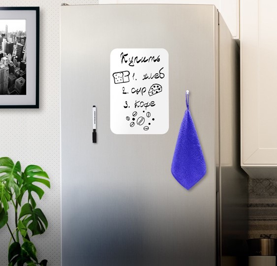 Доска магнитно-маркерная на холодильник BRAUBERG, 30х21 см с маркером, магнитом и салфеткой во Владикавказе - изображение 2